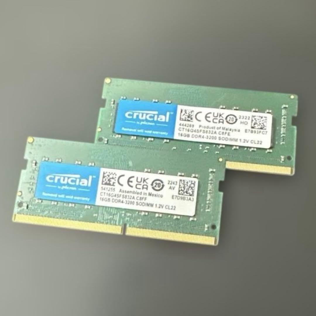 Crucial DDR4 SO DIMM 3200 16GB 2枚(32GB) - メルカリ