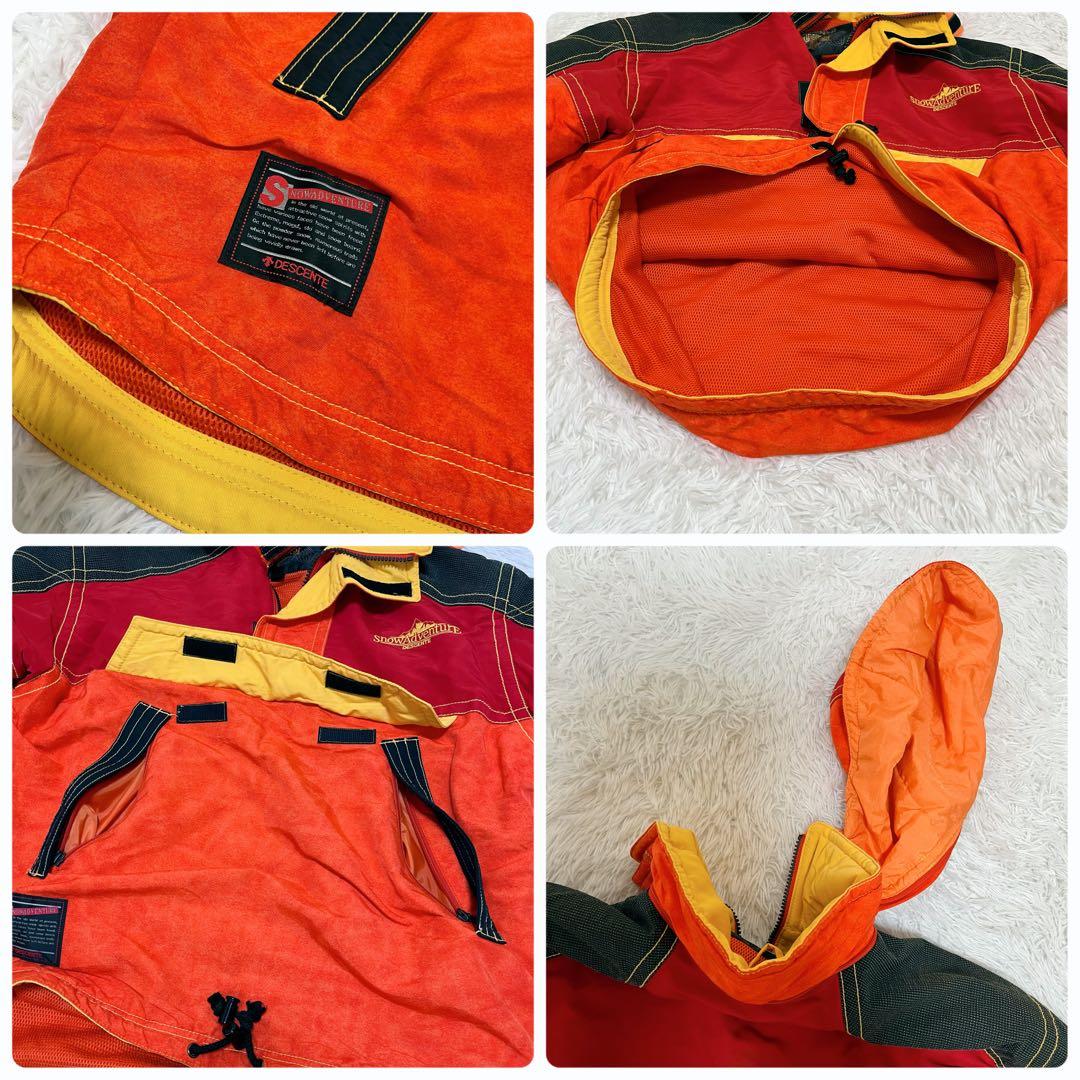 平成レトロ 90s DESCENTEスノーウェア上下 L オレンジ スキースノボ
