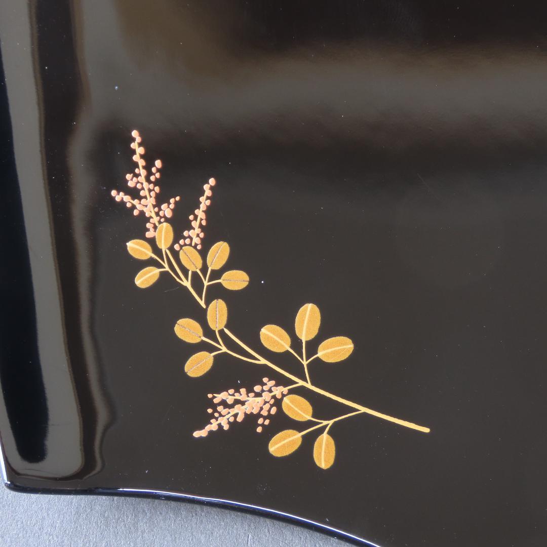 ⭕393 美品 高級輪島塗 漆工房謹製 本金蒔絵草花 絵変 銘々皿5客 煎茶