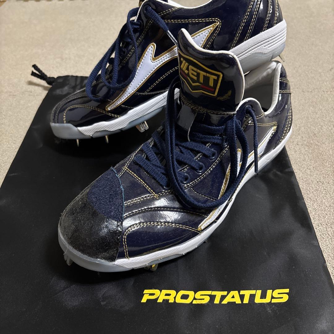 ZETT プロステイタススパイクフルオーダー ネイビー × ホワイト 専用袋付き compass1723018126.jpg