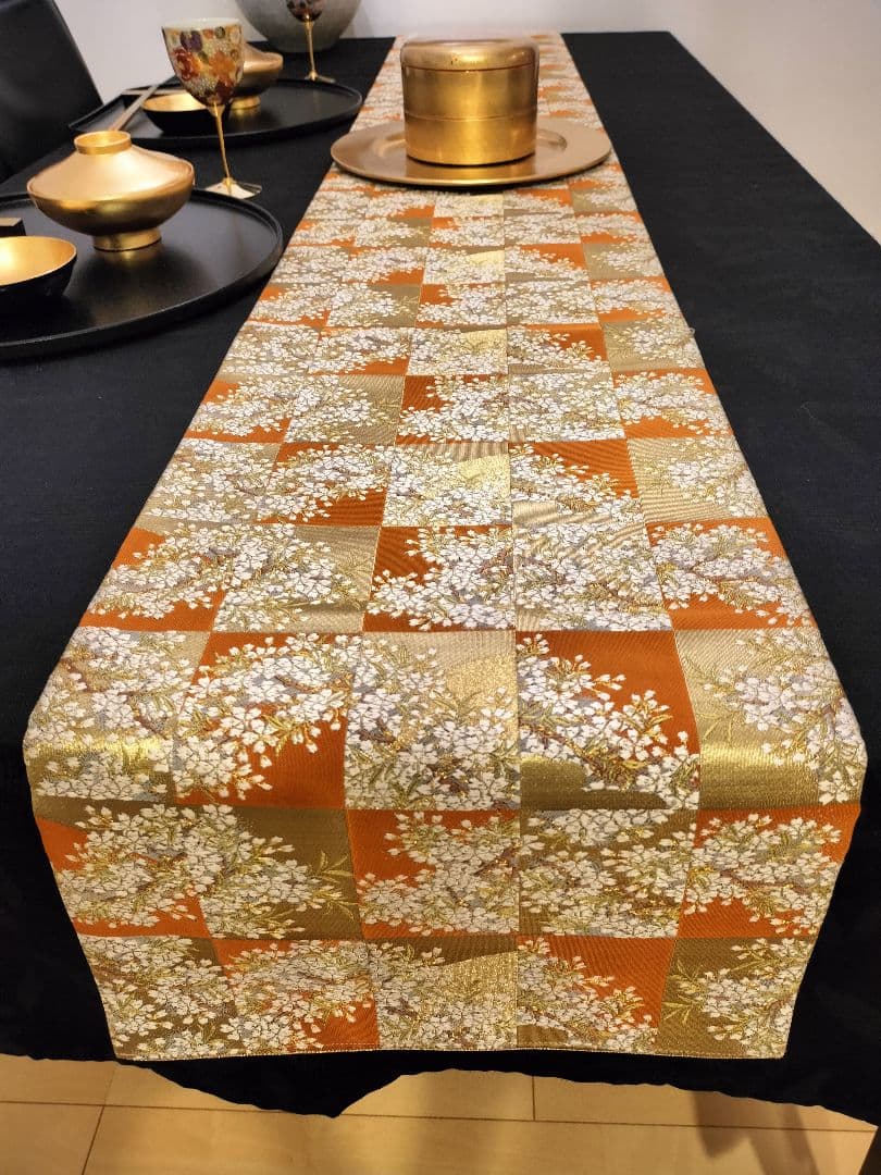 A668★逸品‼️豪華刺繍‼️ひな祭り‼️袋帯正絹テーブルランナー2m15cm 0_562ef09627abf7cfb11481a42d64