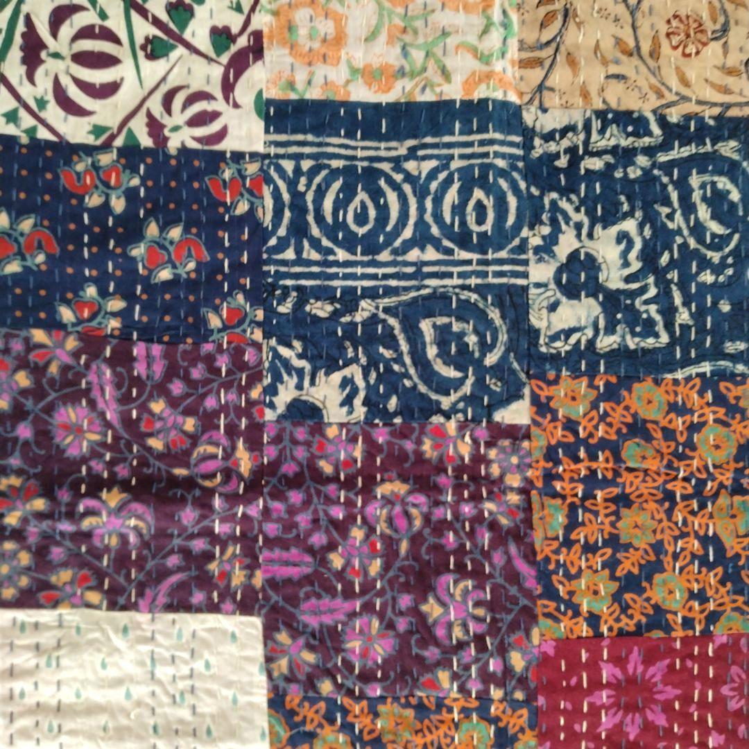 新品未使用 インドカンタ パッチワーク マルチカバー ベッドカバー