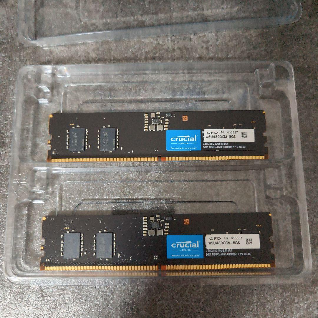 Crucial PC用メモリ DDR5-4800 8GB×2 - メルカリ
