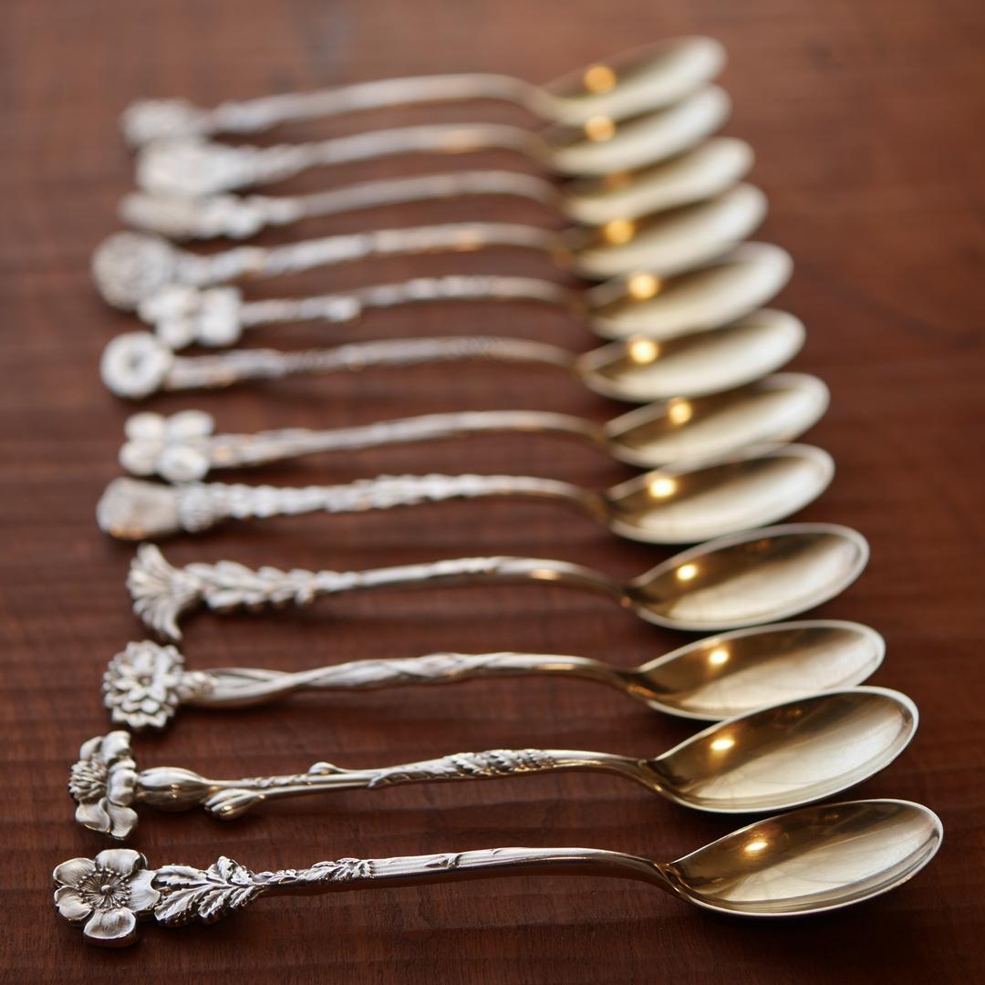 ◆TIFFANY◆アンティーク◆デミタススプーン◆12本セット◆ ティファニー「スプーン箱入12本セット」《アンティックかとう》