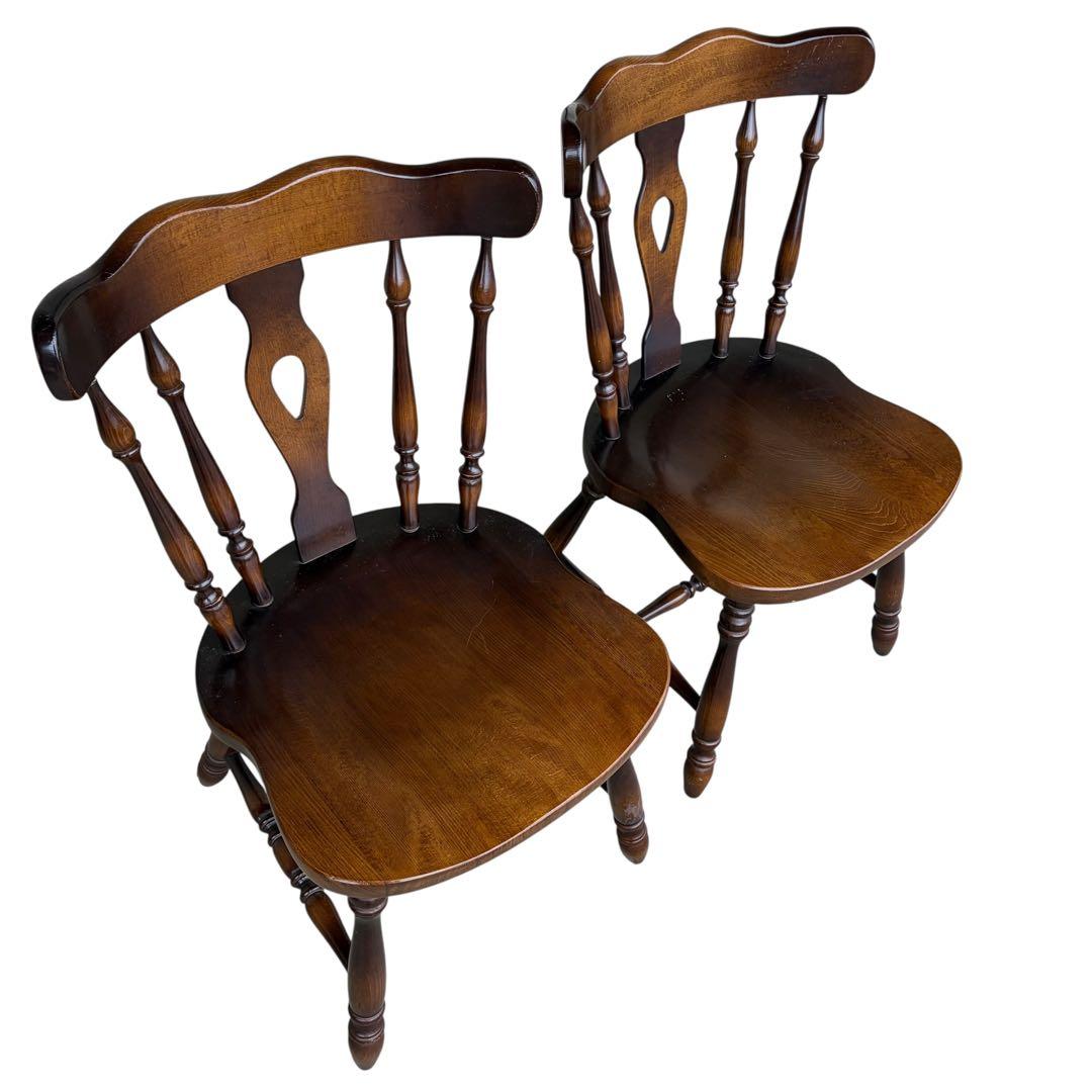 極美品】飛騨産業 キツツキマーク ウィンザーチェア 椅子 2脚セット③