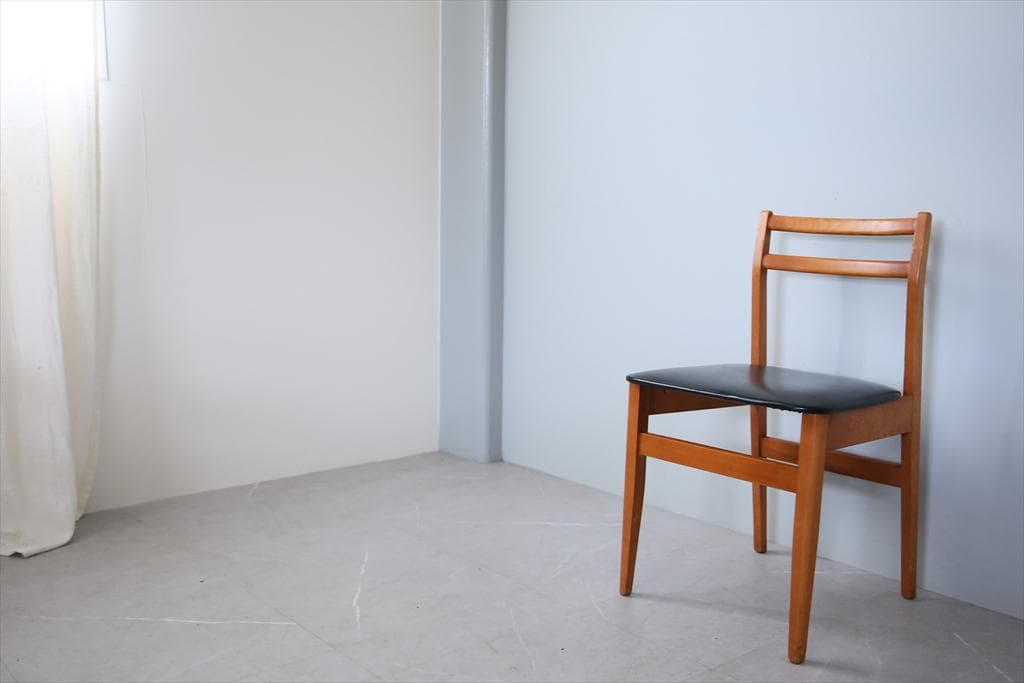 英国ヴィンテージチーク古木ダイニングチェア/椅子イス/モダン(92-183-3)