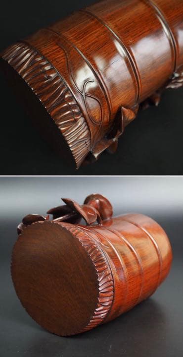 送料無料 極上唐木紫檀/黄花梨木透かし彫り筆筒 箱付 完品無傷 - メルカリ