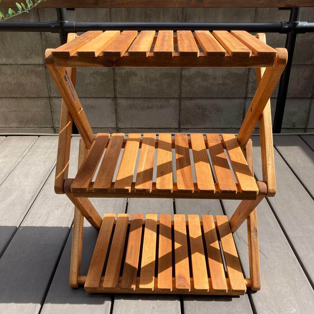 ニトリ 木製3段折りたたみラック - メルカリ