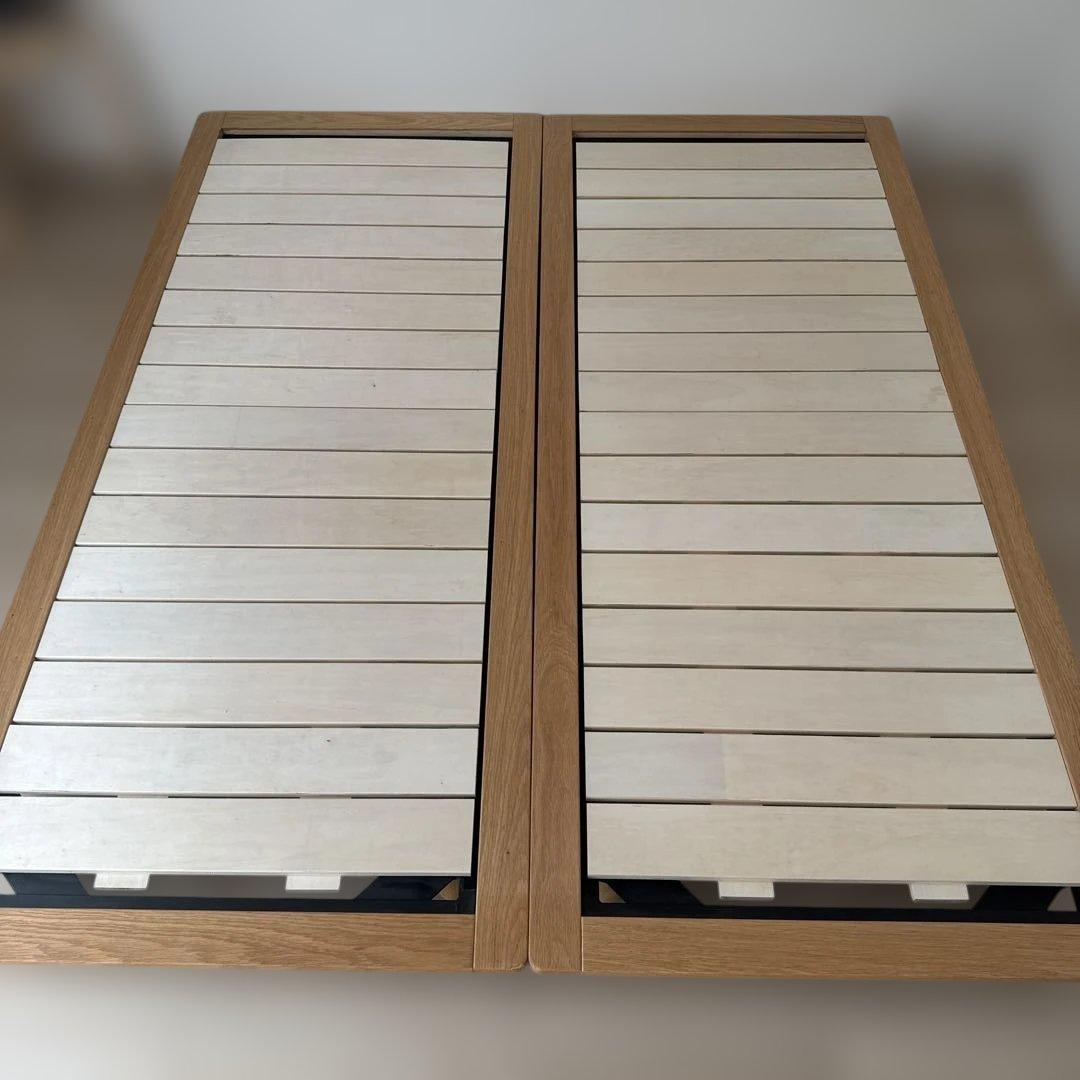 【直接引取】【廃盤】無印良品 シングルベッド 木製フレーム オーク材 2台セット 月額定額サービス】木製ベッドフレーム・オーク材突板・シングル ＋
