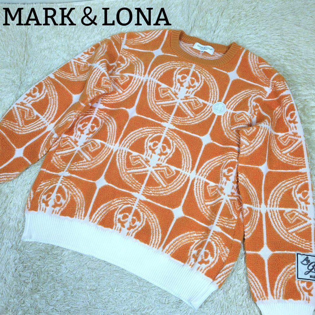 マークアンドロナ ニット クルーネック スカル ウール オレンジ L マークアンドロナ ニット クルーネック スカル ウール オレンジ L