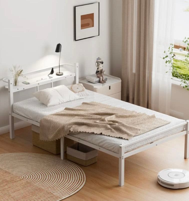 【新品未開封品】ベッドフレーム シングル 2口コンセント USB&Type-C 大容量収納×棚・コンセント・ライト付き】すのこチェストベッド