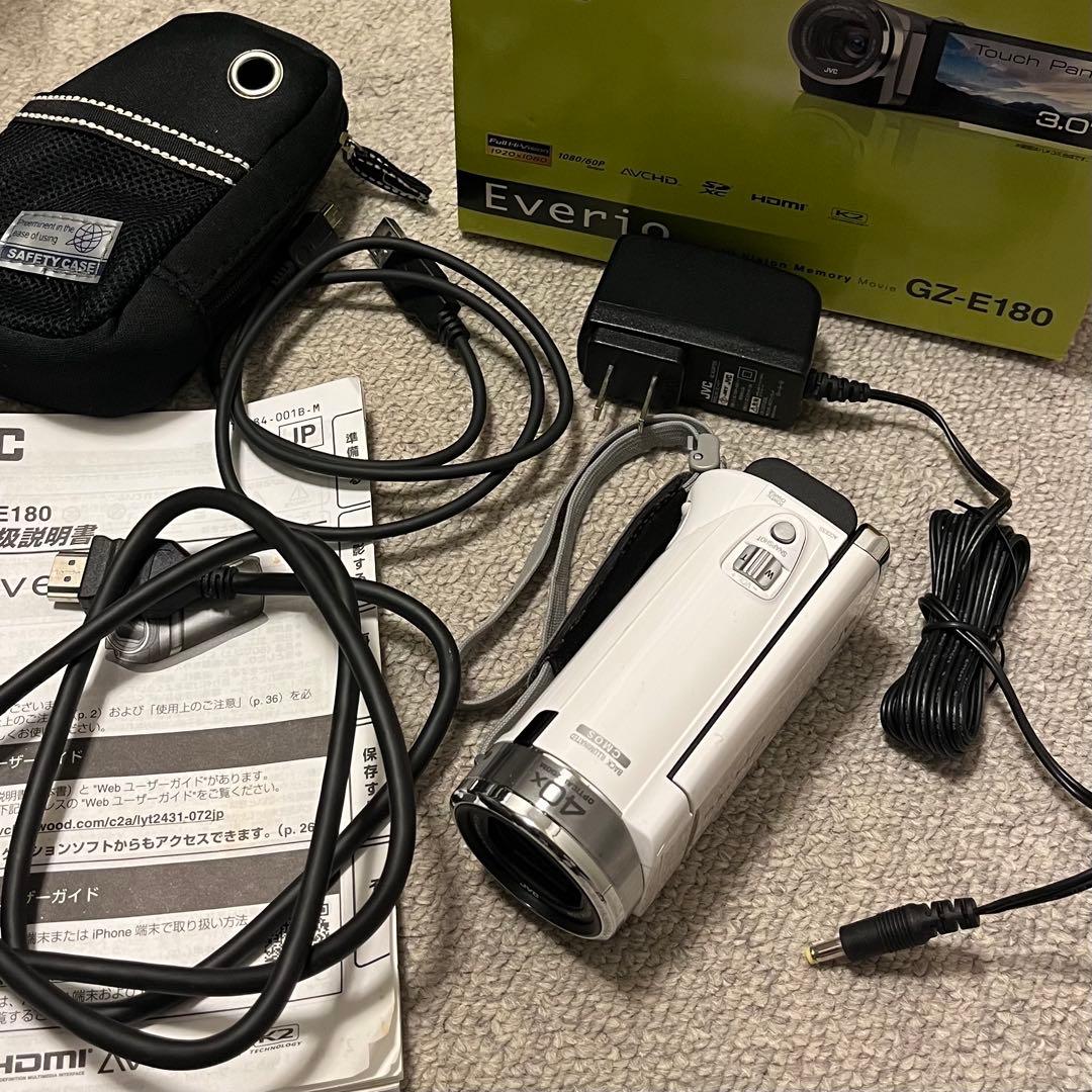【週末限定値下】Everio GZ-E180-W ビデオカメラ / JVC 実用光学美品 箱あり】JVC Everio GZ-E180 黒 ブラック ビデオカメラ