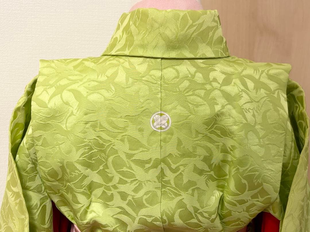 七五三 7歳 祝い着 正絹 黄緑 鶴 M2510282 - メルカリ