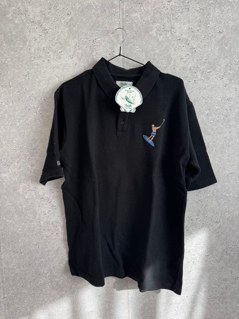 新品未使用　Pacific Golf Club 黒ポロシャツ パシフィックゴルフクラブ 【ユニセックス】ウェーブポロシャツ