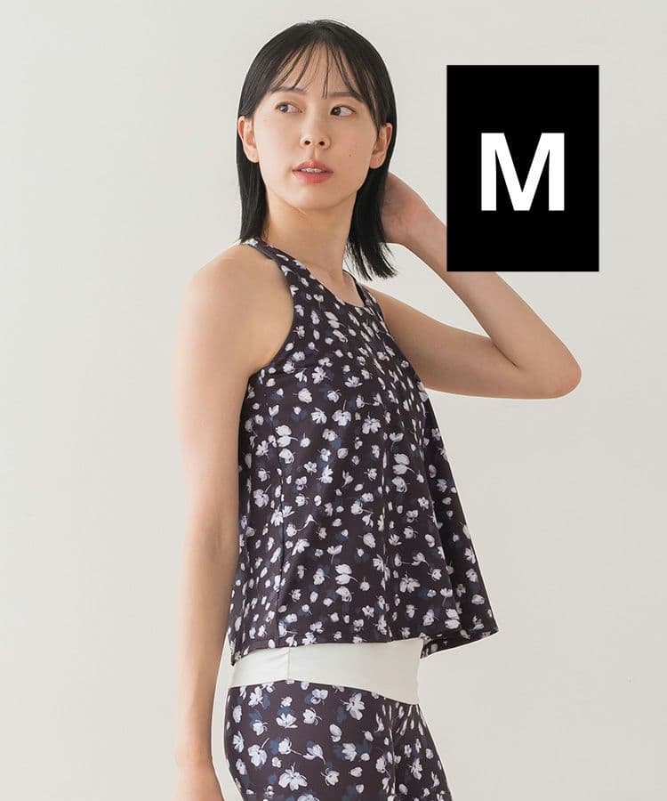【SUKALA】フラワープリントカバータンクトップ　ピュアブラック　M SUKALA】フラワープリントカバータンクトップ(XS・S・Mサイズ ダスティ