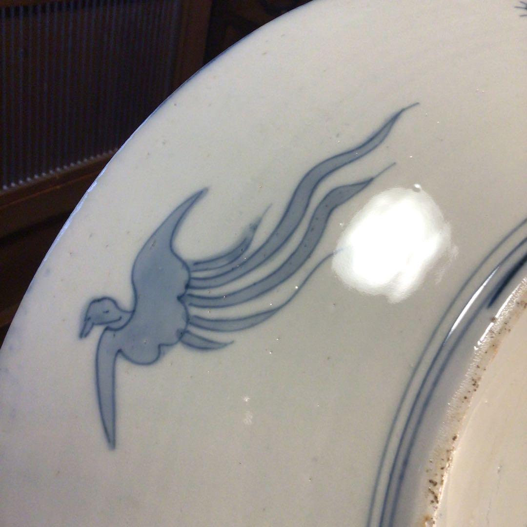 A866 古伊万里 染錦手 見込花 雲鶴紋様 （1尺5寸）大皿 - メルカリ