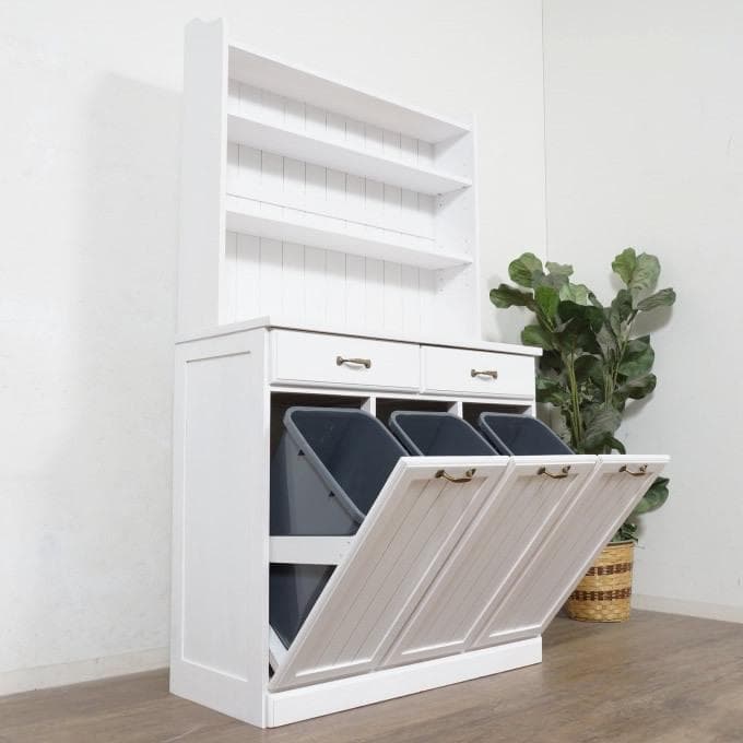 【新品・未使用】　ダストボックス　25L×3　　食器棚　カップボード 宮武製作所 食器棚 45Lゴミ箱 一体型 幅60cm ダストボックスラック