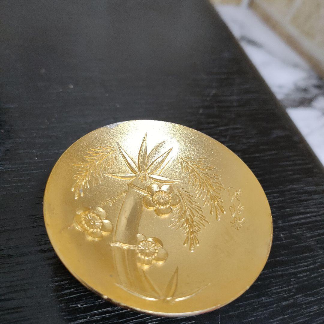 希少】K24純金鍍金 昭和天皇陛下御即位五十年記念 黄金ひさげ揃 盃