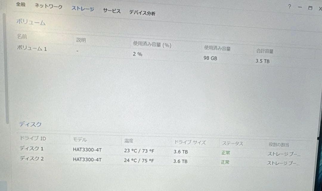 Synology DS224+ 2ベイ NAS 純正HDD付き　3.6TB✖️2