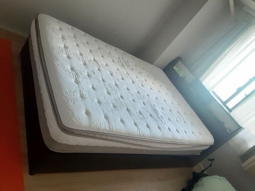 (KS様予定)ダブルベッドフレーム　ダークブラウン　&マットレス ベッド ダブル マットレス付き セット ダブルベッド 収納 大容量 収納