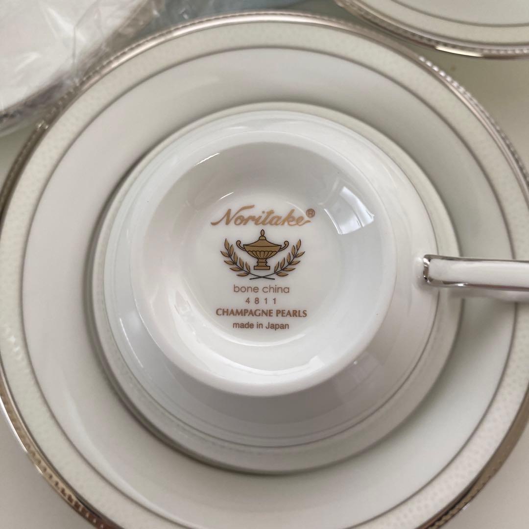新品 ノリタケ シャンパンパールズ カップ&ソーサー 2客 ペア プレート