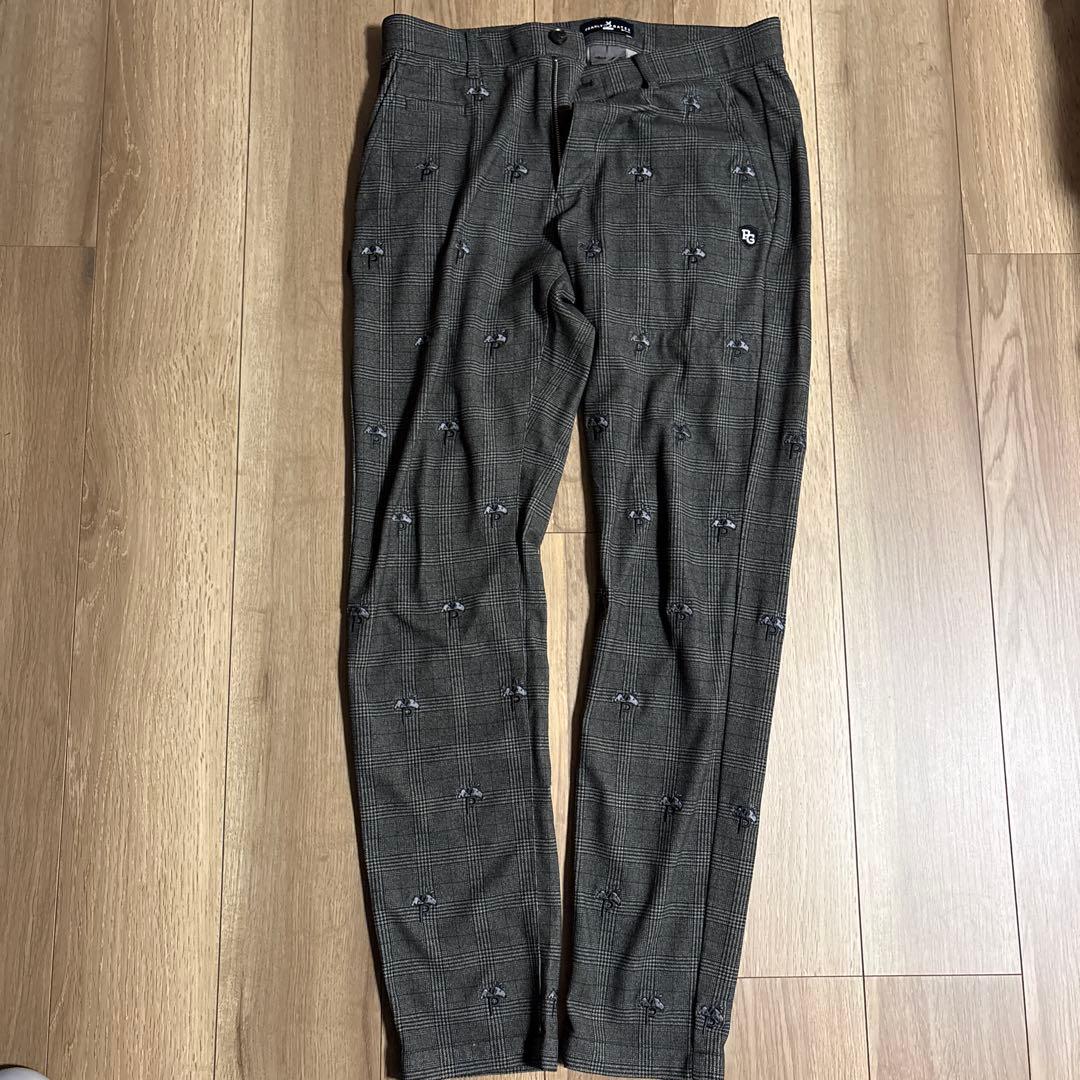 【希少】【美品】パーリーゲイツ グレー　SNOOPY柄 パンツ PGロゴ PEARLY GATES パーリーゲイツ パンツ スヌーピー グレー系 1 ゴルフ