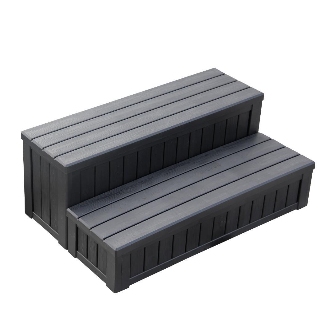 屋外収納ボックス 踏み台タイプ 組み立て簡単　樹脂製　木目調 屋外収納ボックス 踏み台タイプ 組み立て簡単 樹脂製 木目調 W93*D57