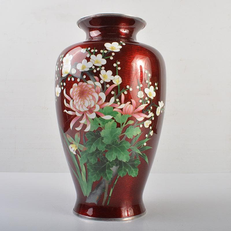 七宝焼 安藤七宝店 純銀刻印 透釉 四君子文 花瓶 M R7023 - メルカリ