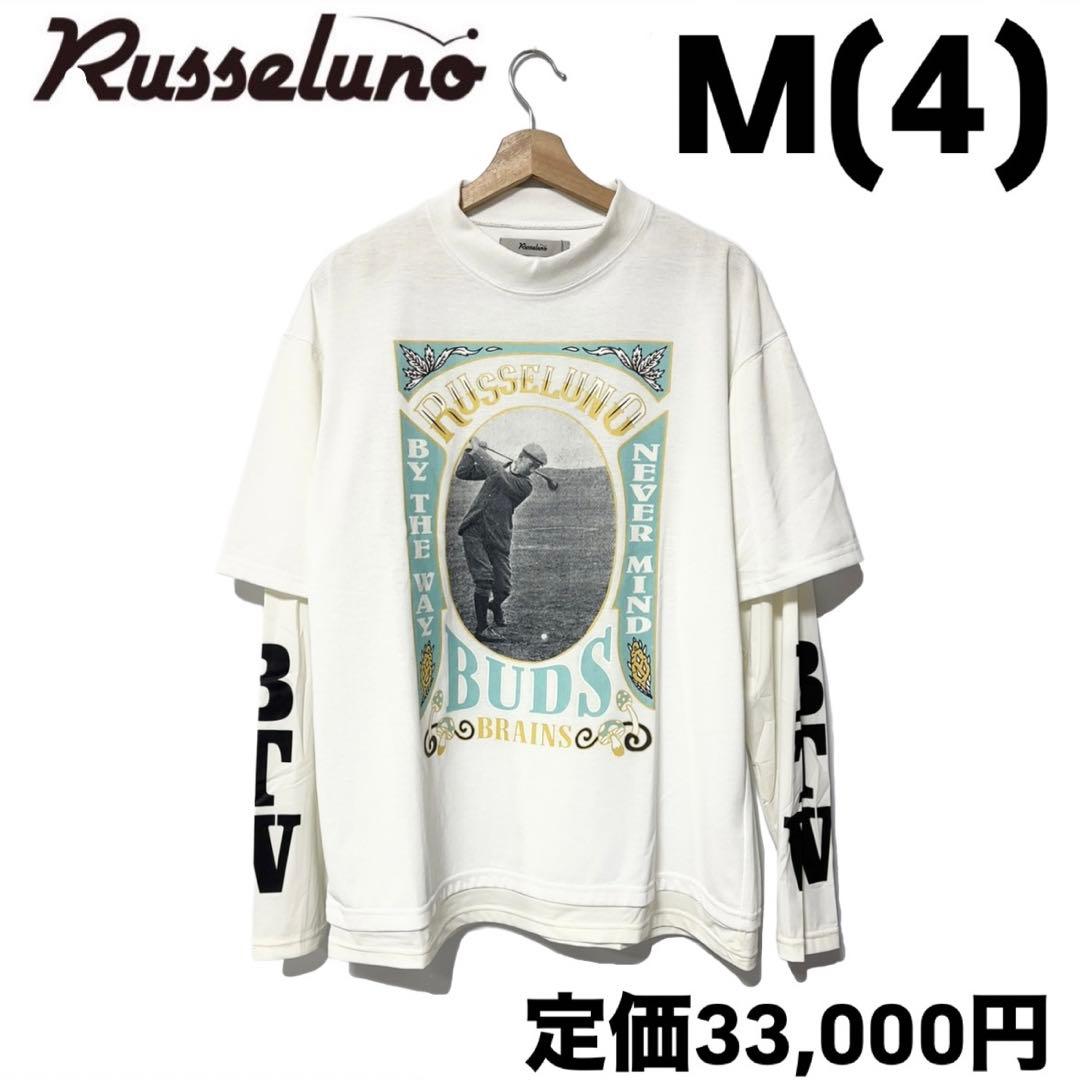 ラッセルノ ゴルフ レイヤード プリント モックネック L/S ホワイト M 4 新品 ラッセルノ ゴルフ ビッグ ルチャ LS モックネック LS ホワイト