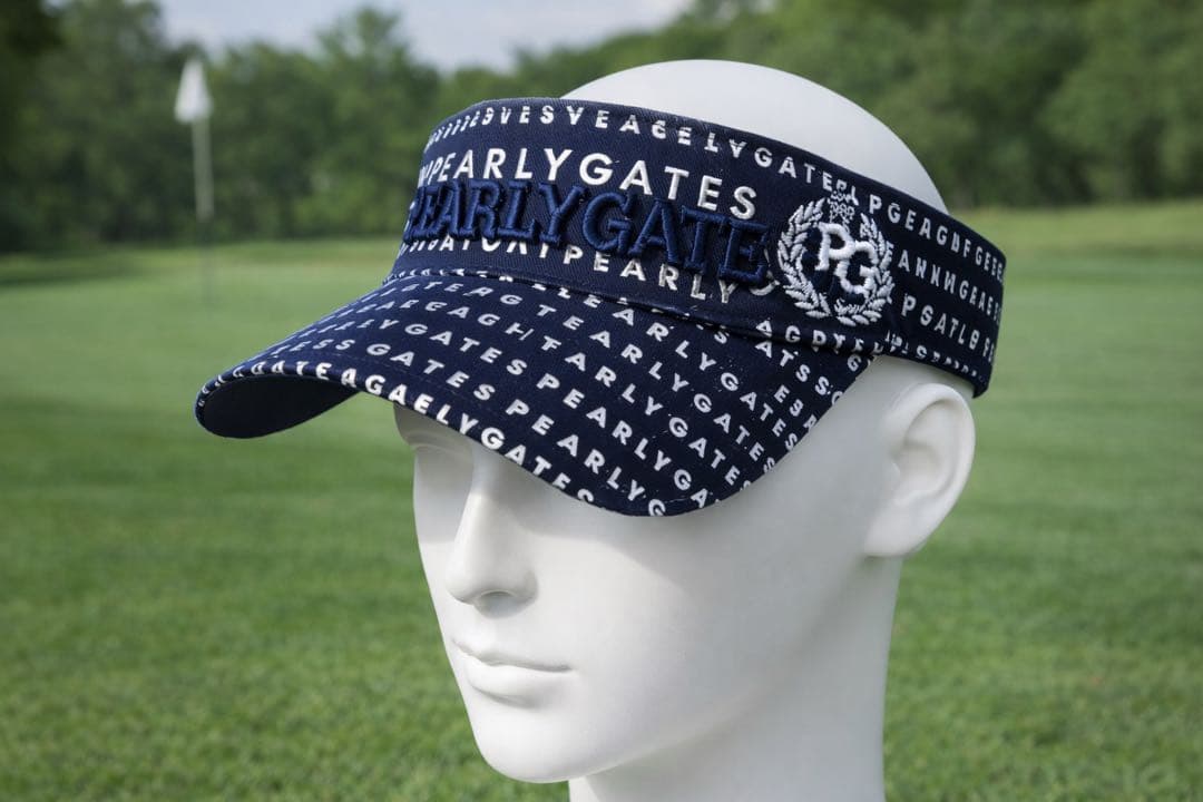 未使用】PEARLY GATES バイザー ネイビー 総ロゴ - メルカリ