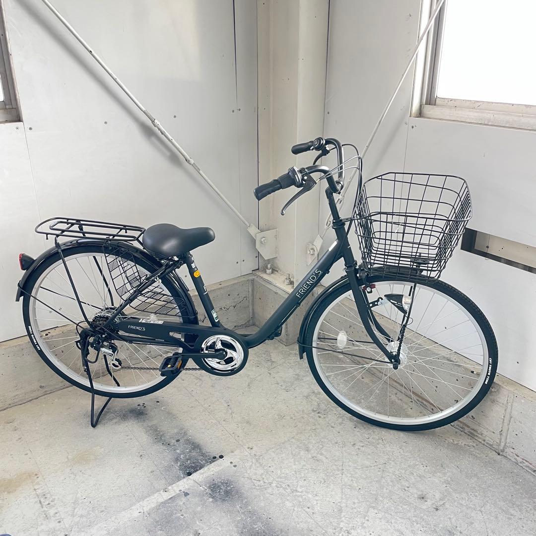 シドーサイクル 26FRIEND’S 6段オート26インチ マットブラック 黒 27型シティ車 外装6段オートライト マットブラック(マットブラック