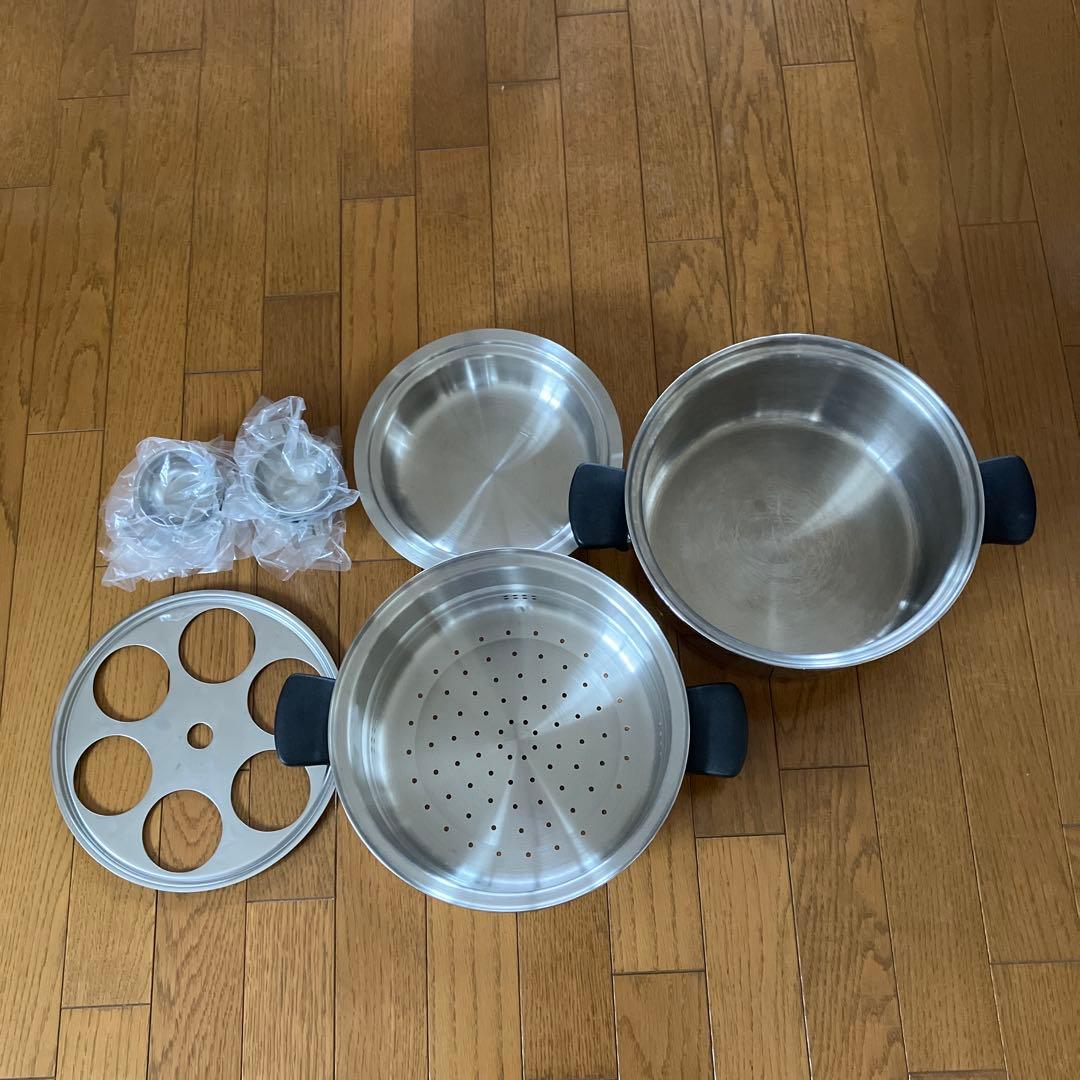 ステンレス蒸し器セット ステンレス蒸し器 2点セット 霜山 丸型トレー トレー 両手付浅型ザル