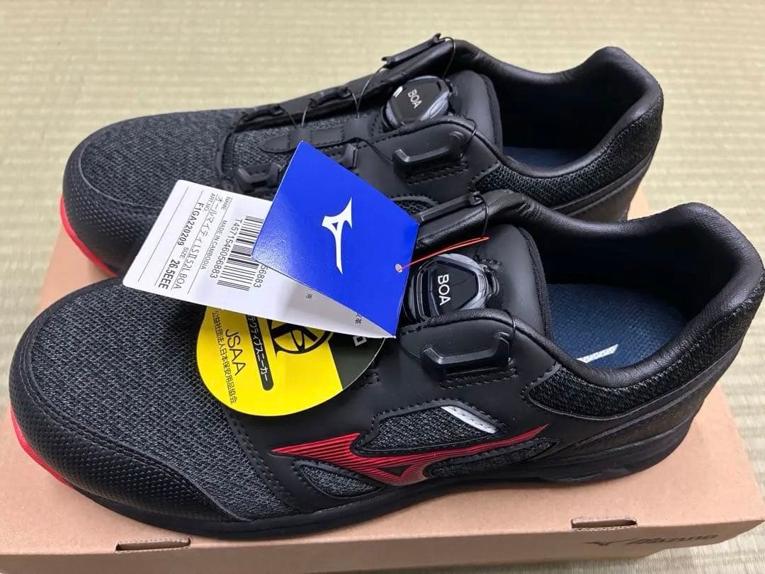 Mizuno BOA 安全靴 ブラック/レッド ミズノ オールマイティ LSII52L BOA ブラック×レッド F1GA220209 安全