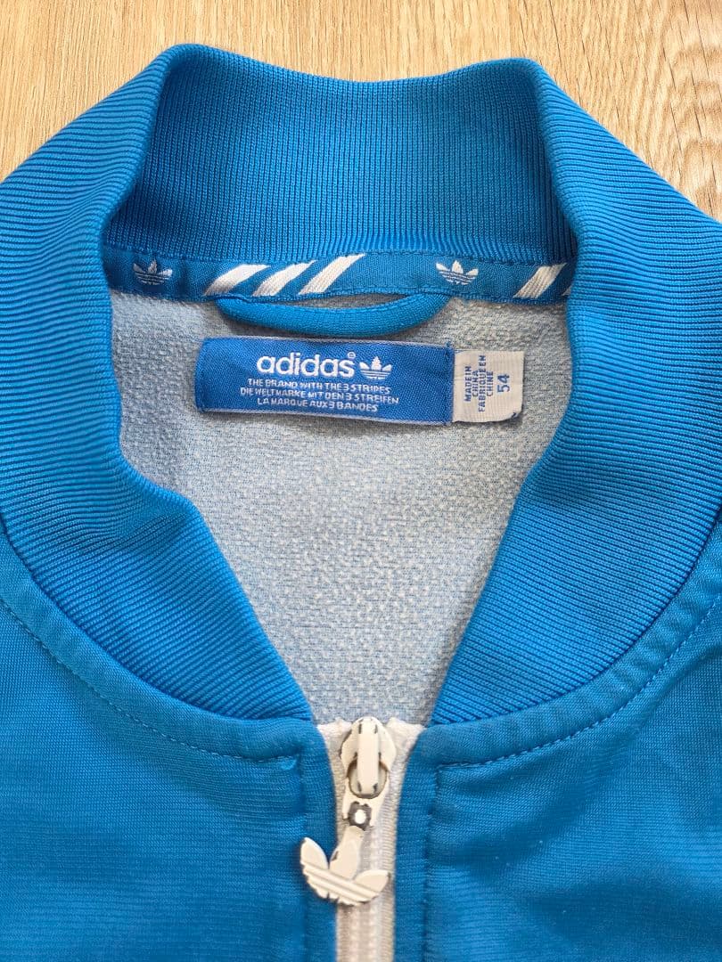 adidas 青 ジップアップジャケット M - メルカリ