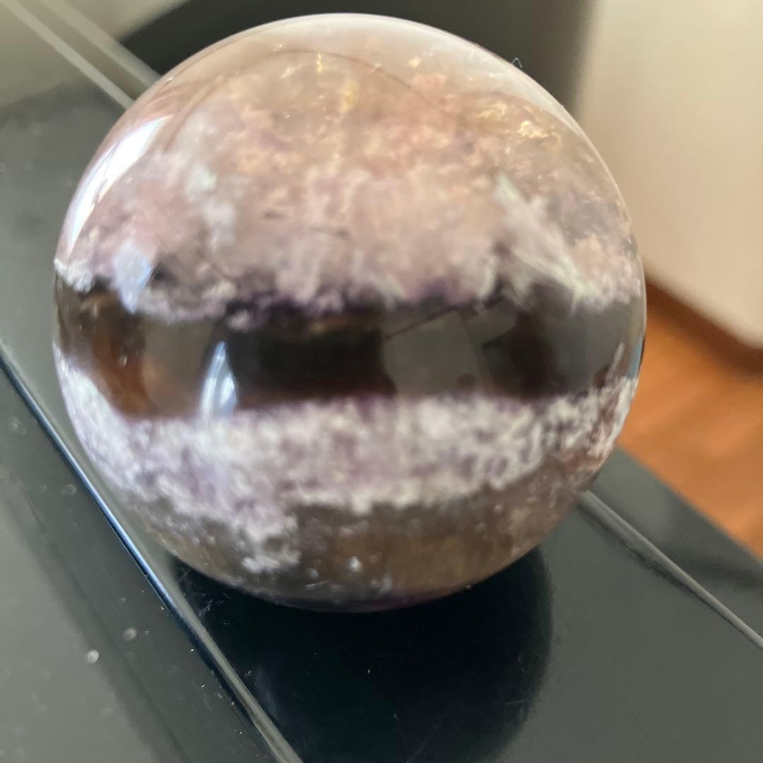 美！オーラライト23とフローライト　共生　スフィア　天然石置物　E192 美！オーラライト23とフローライト共生 スフィア 天然石置物 E256