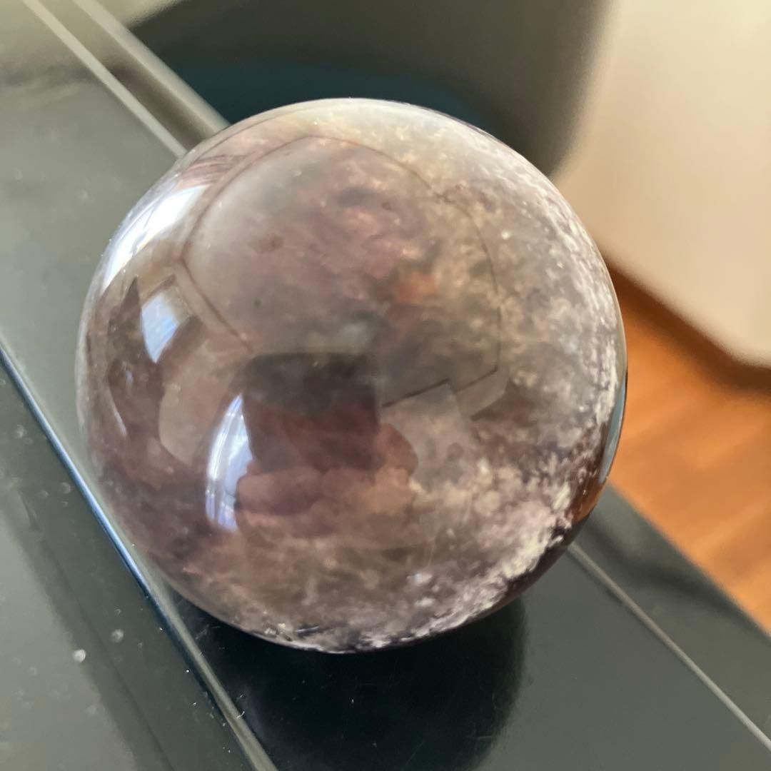 美！オーラライト23とフローライト 共生 スフィア 天然石置物 E192
