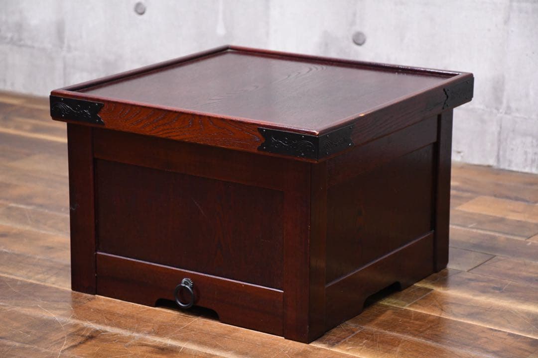 EAK76 けやき/欅 箱火鉢 角火鉢 抽斗付き 蓋付き収納庫 小物入れ セット割 角火鉢 欅けやき【火鉢本体＋道具5点セット】送料無料 ※返品