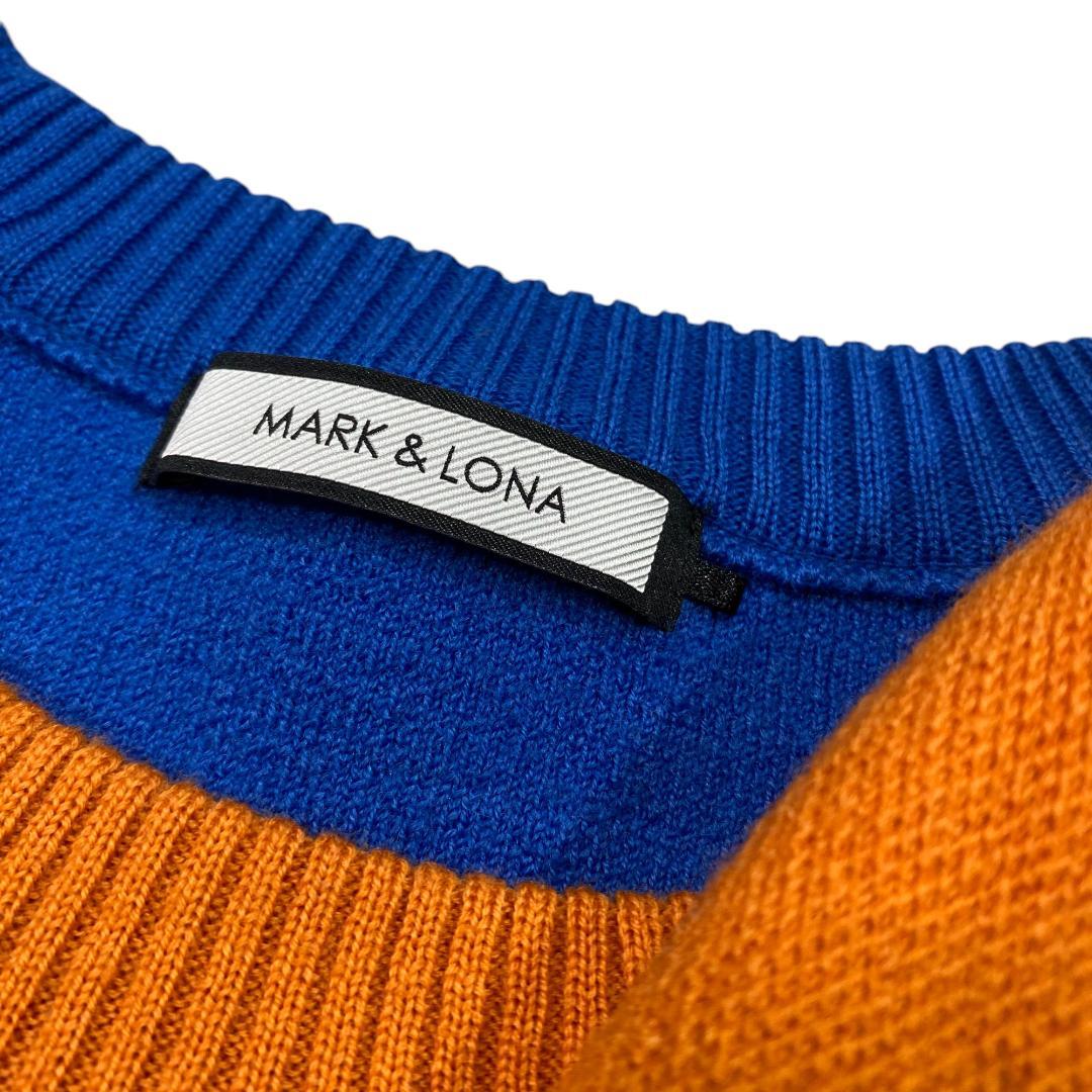マークアンドロナ 長袖 ニット セーター 46 オレンジ ブルー ゴルフ
