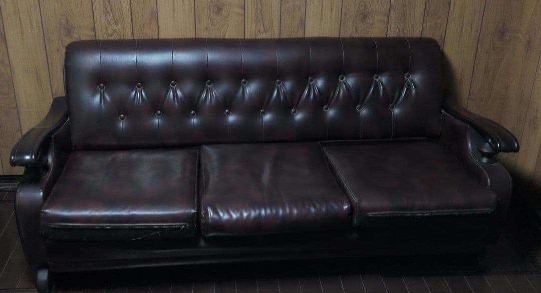 ダークブラウン 青柳の椅子 3人掛けソファ 昭和レトロ - メルカリ