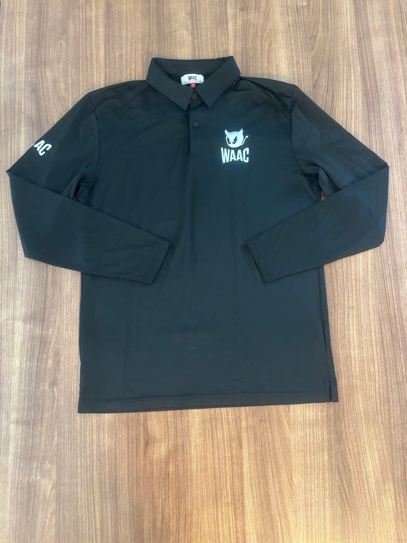 WAAC ブラック 長袖ポロシャツ ＋半袖ポロシャツ両サイズ2 MEN クラシックピケポロシャツ チャコール