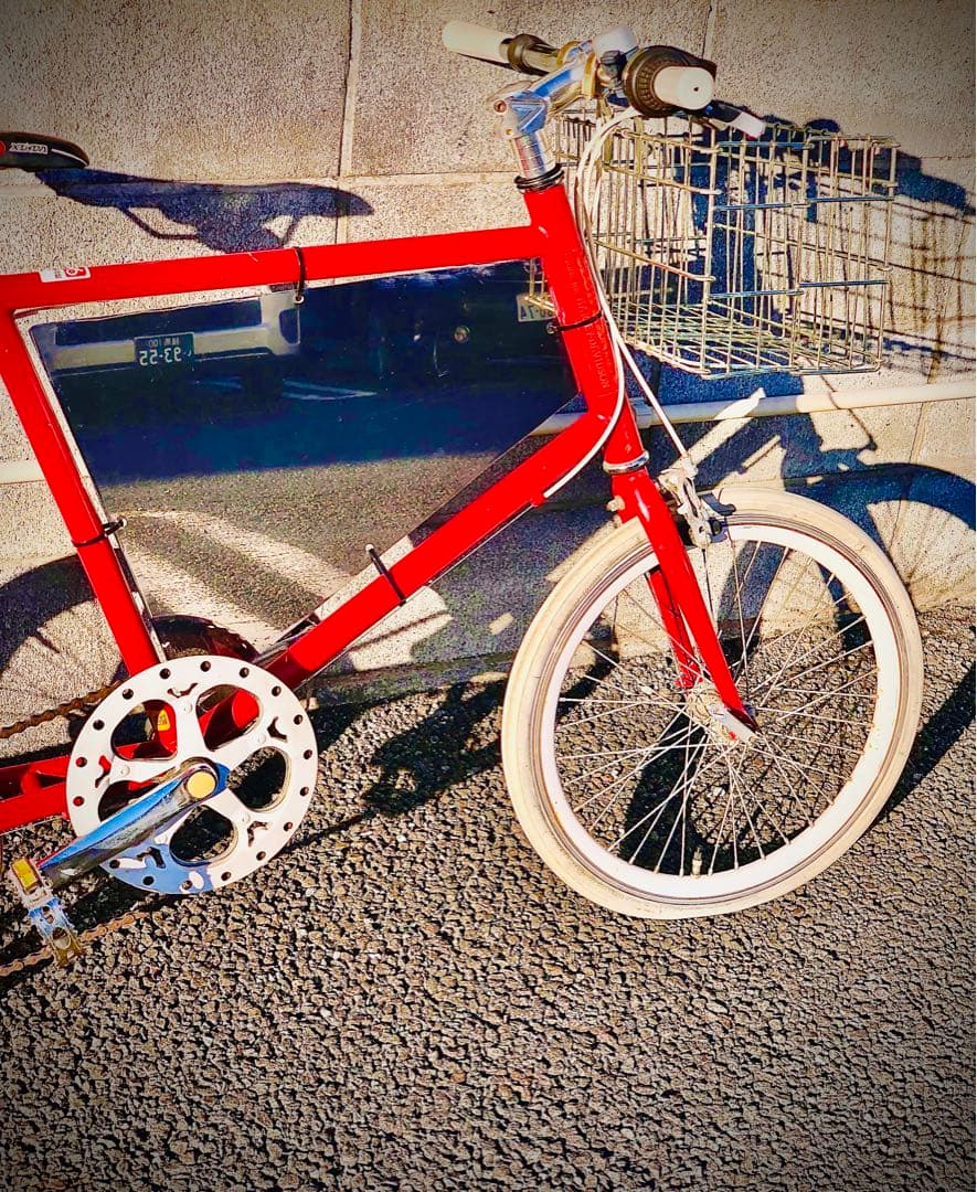 東京☆オシャレな鏡面看板付のミニベロ自転車♠︎ビンテージ古着屋カフェ等