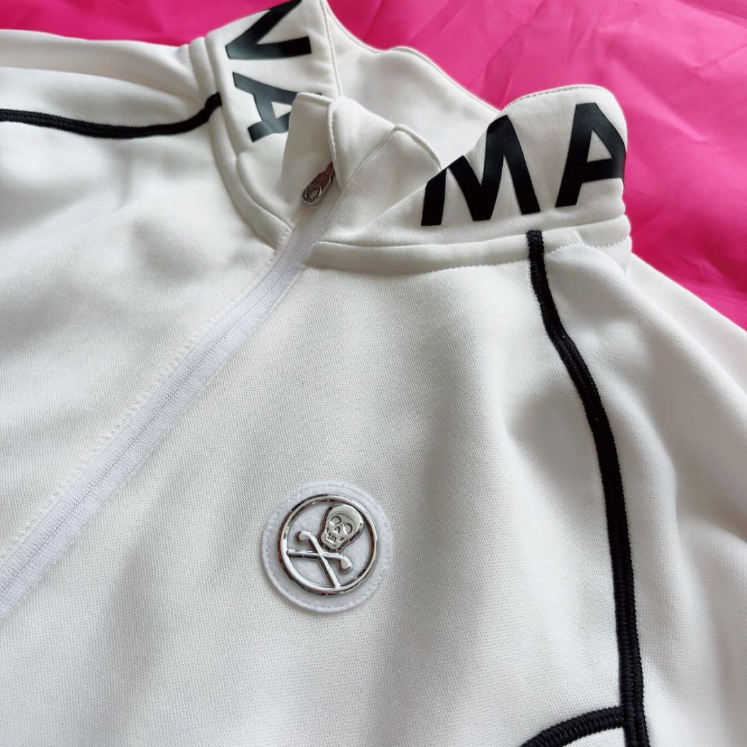 極美品 マークアンドロナ ニットジャケット 白 ホワイト 裏起毛