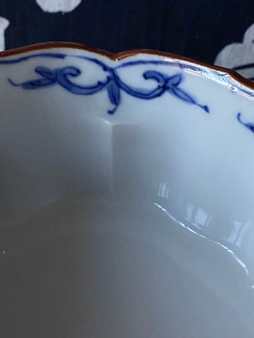 京焼 清水焼 加藤雲泉 黄南京 草花彫輪花六角向付 花唐草 六角鉢 三客