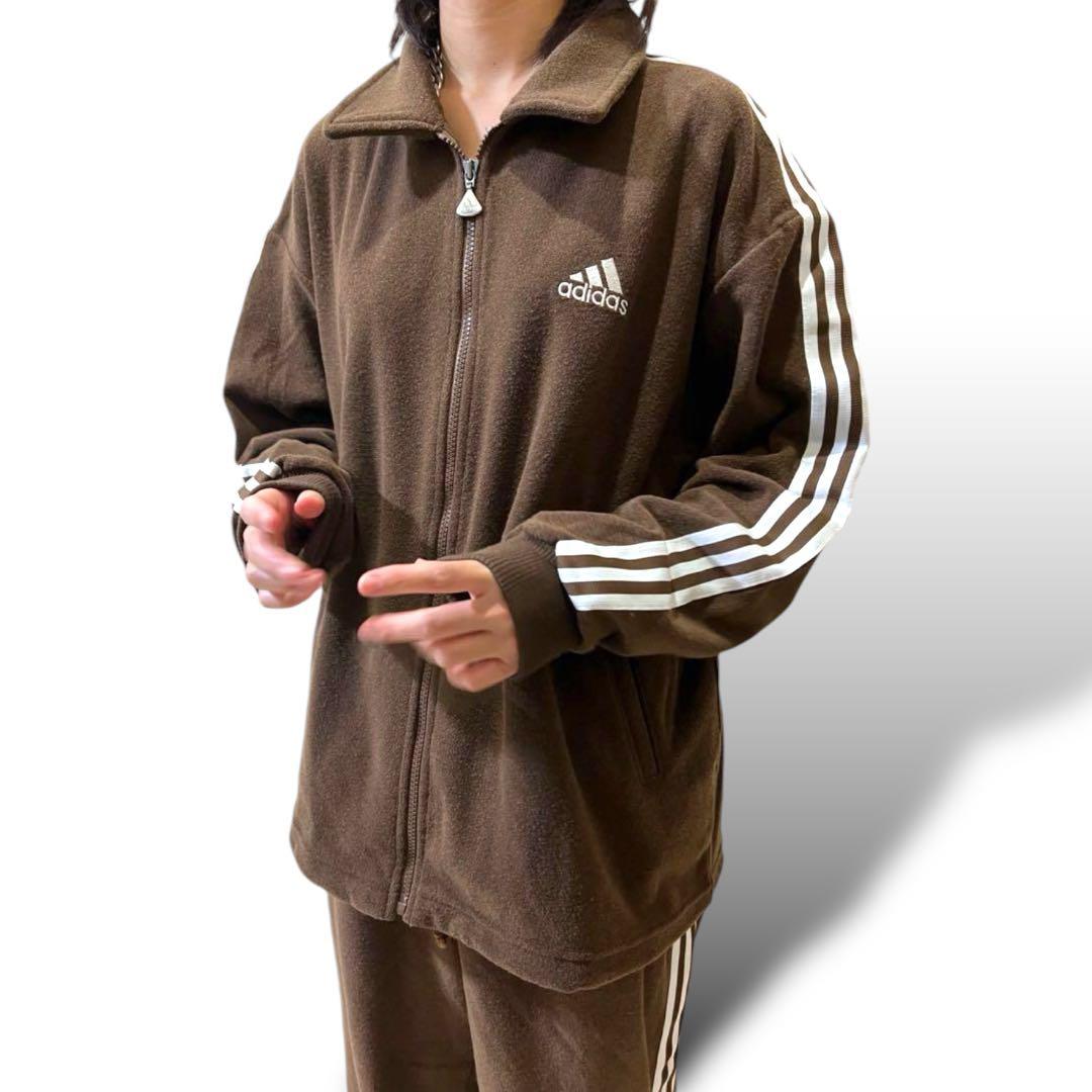 ✓90s adidas フリース セットアップ 茶色 古着 在原 - メルカリ