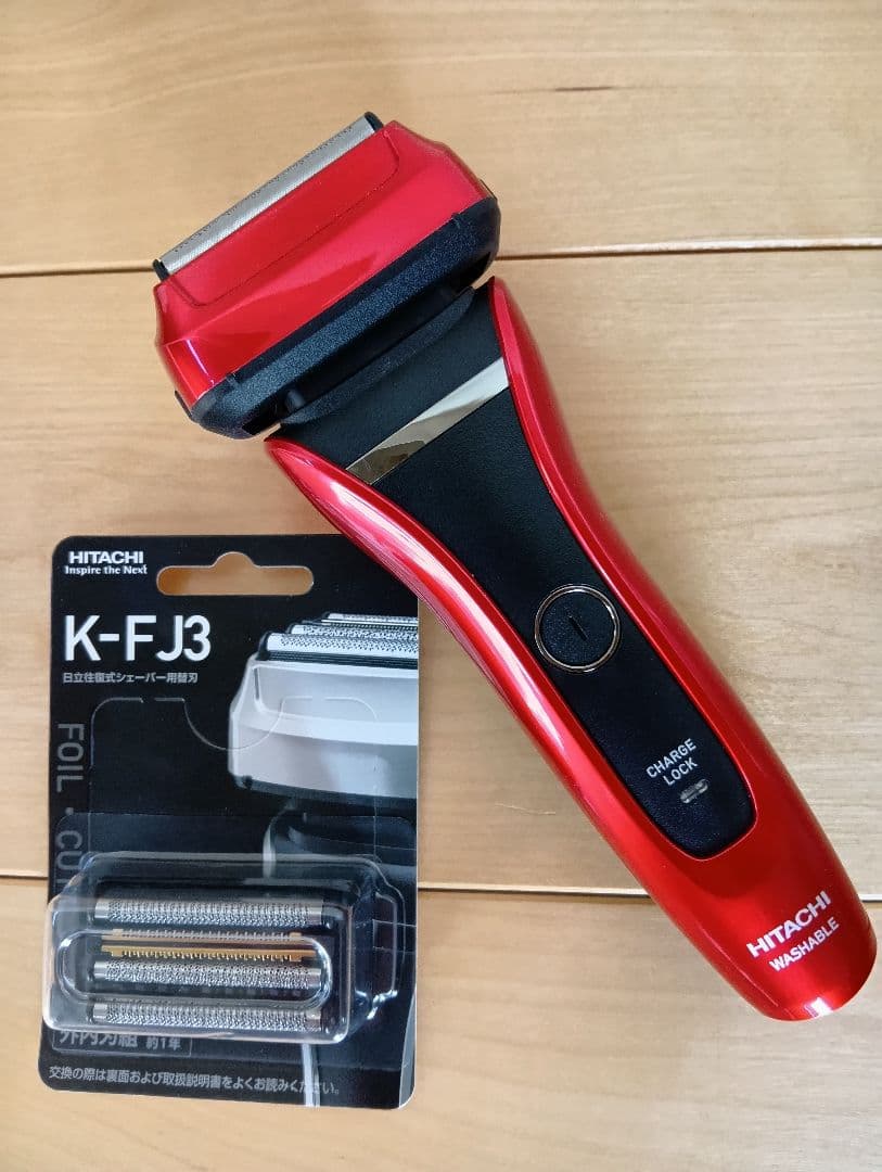 HITACHI 日立メンズ電気シェーバー RM−FJ22 赤 替刃付き - メルカリ