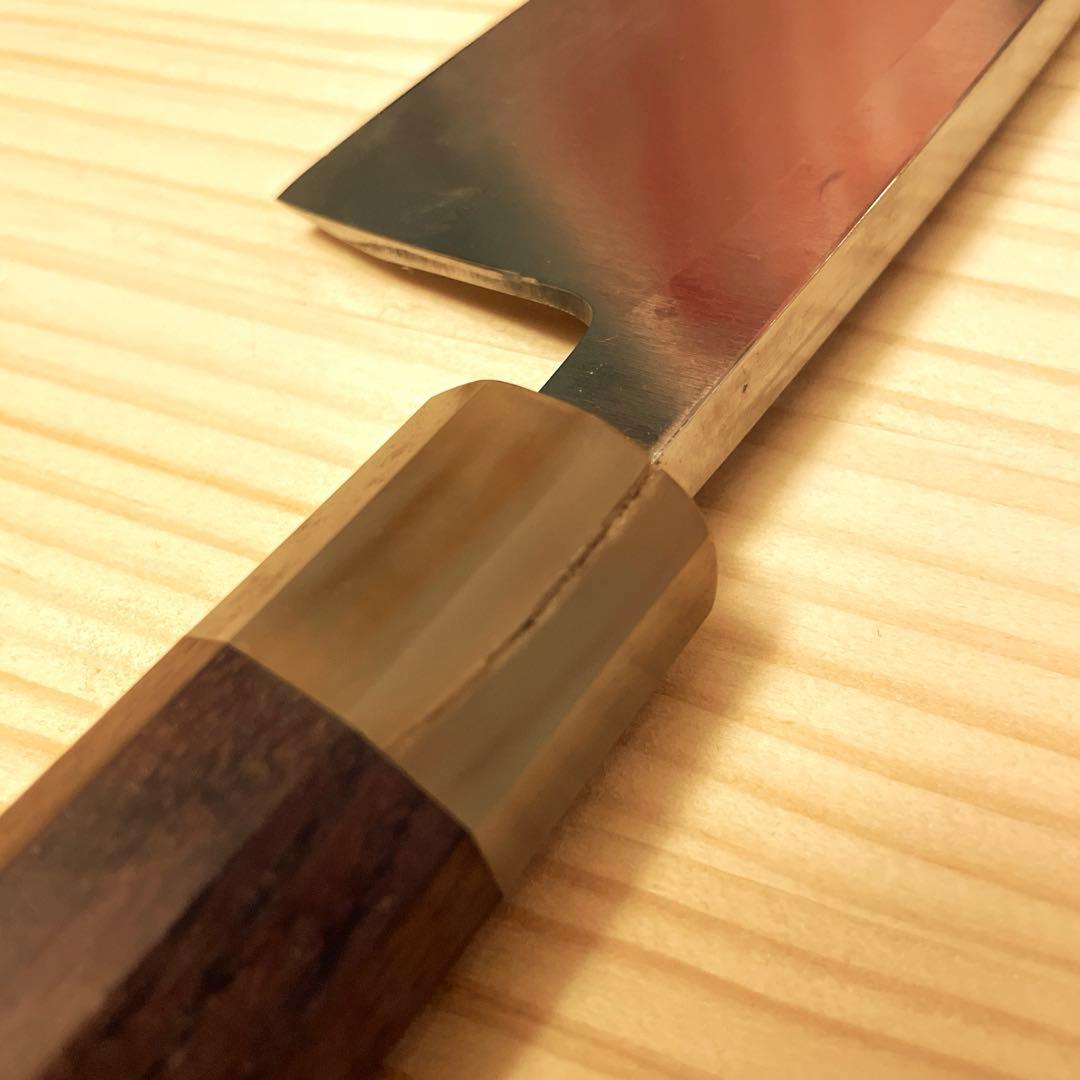 出刃包丁 7寸 21cm 紫檀柄 研ぎ済み 白鋼 鏡面に近い光沢 - メルカリ