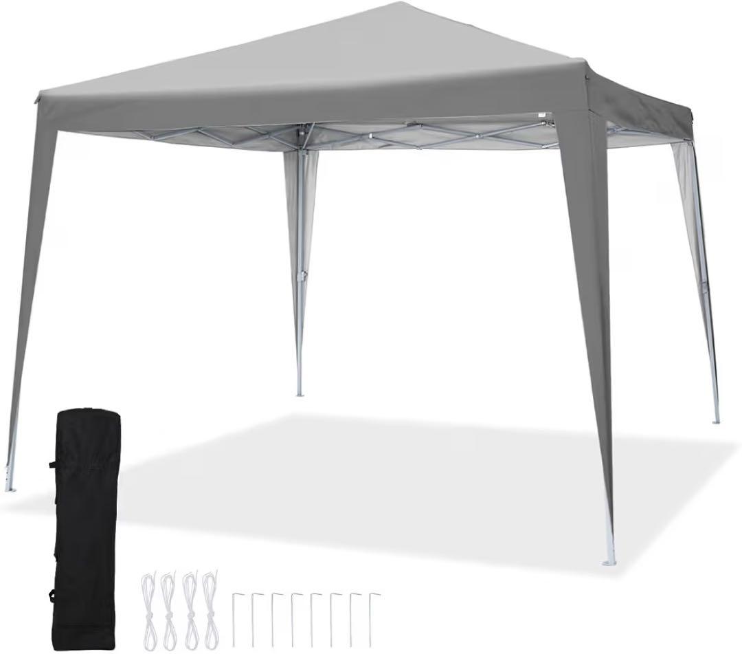 早い者勝ち‼️ワンタッチ タープテント3段階調節 グレー 重り4個セット】2～3人用 ワンタッチ タープテント 2m 3段階調節 UV