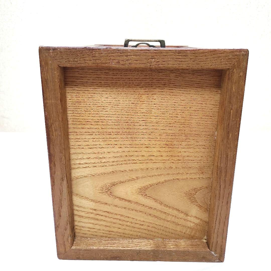 高級木工】江戸指物 箱鏡台 キハダ材 桑材 網代編み模様 昭和レトロ