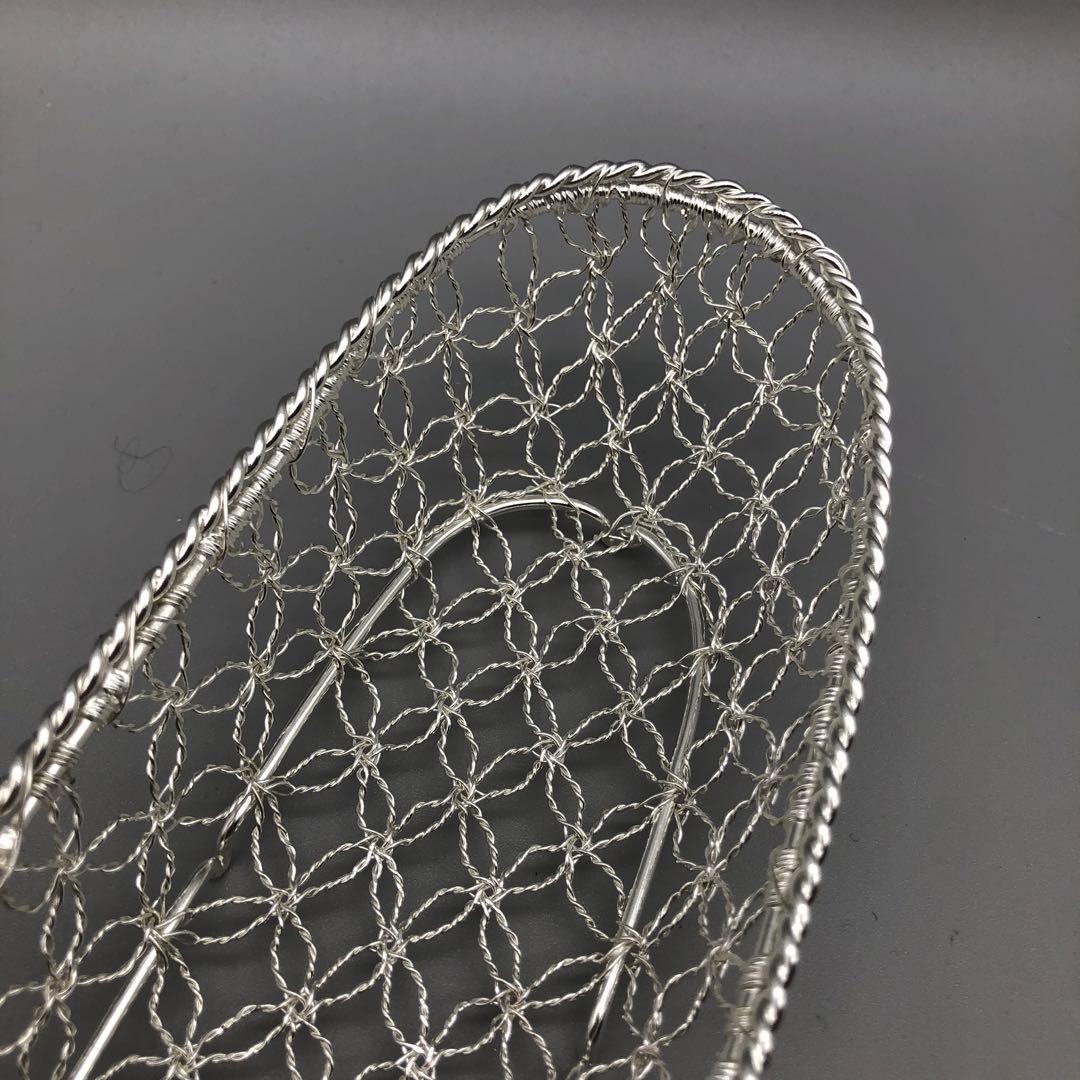 新品箱付 銀座和光WAKO銀細工おしぼりトレイかご編みシルバー銀加工5枚