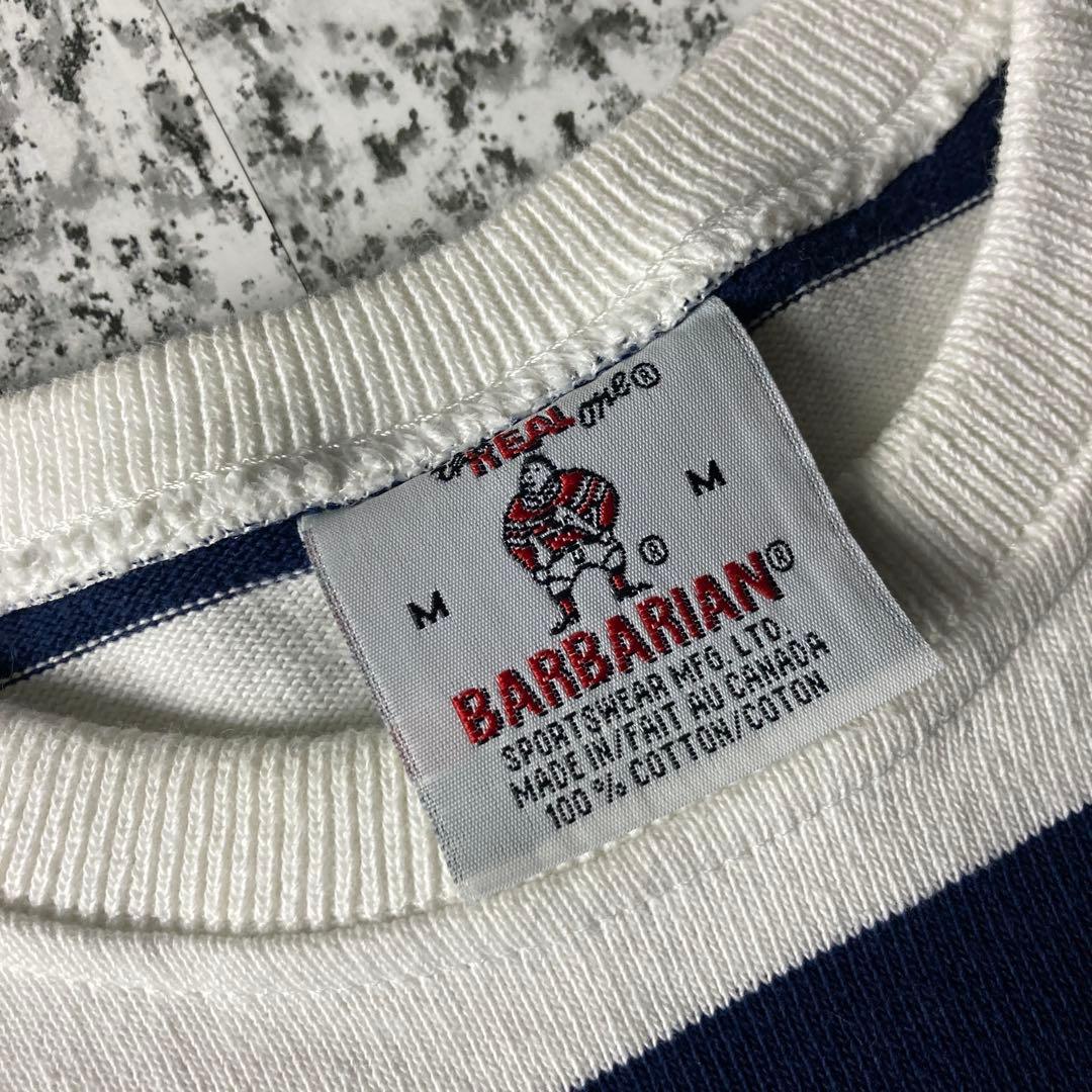 90sカナダ製】バーバリアン 旧タグ ヴィンテージ 極太ボーダー ラガー